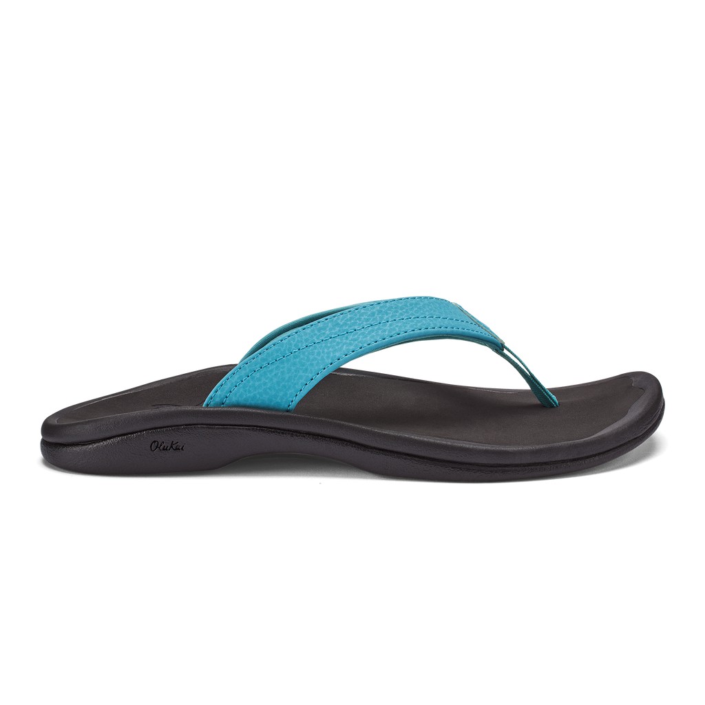 Olukai Zehentrenner Damen - Ohana Water-friendly Beach Schwarz/Blau - 47396KSVD